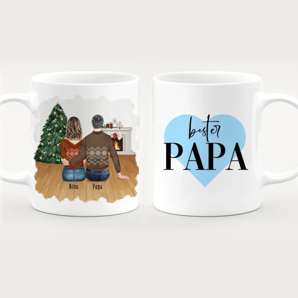 Personalisierte Tasse mit Vater/Tochter (1 Tochter) - Weihnachtstasse