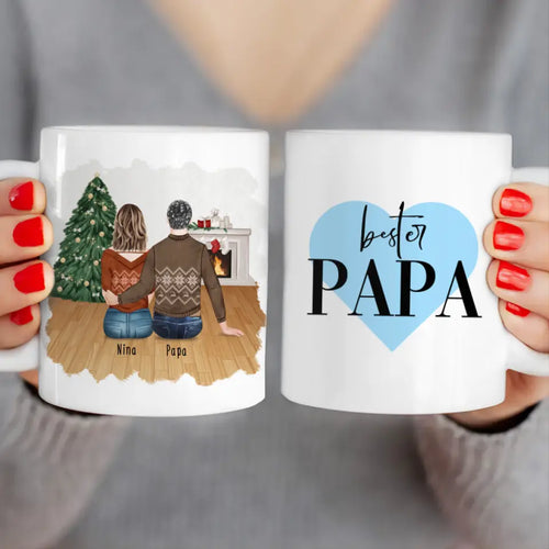 Personalisierte Tasse mit Vater/Tochter (1 Tochter) - Weihnachtstasse