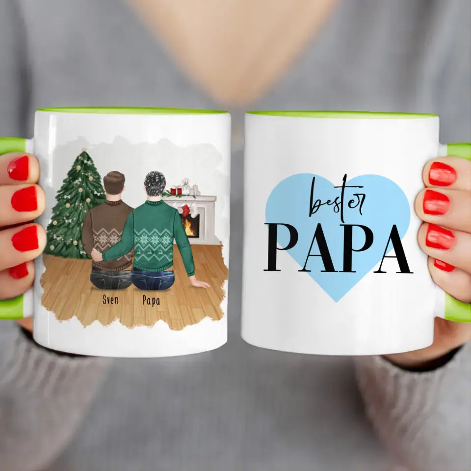 Personalisierte Tasse mit Vater/Sohn (1 Sohn) - Weihnachtstasse