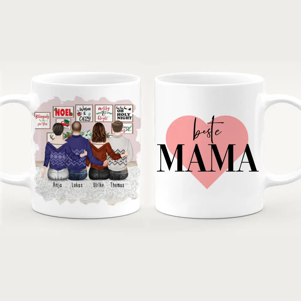 Personalisierte Tasse mit Mutter/Tochter/Sohn (1 Tochter + 2 Söhne) - Weihnachtstasse