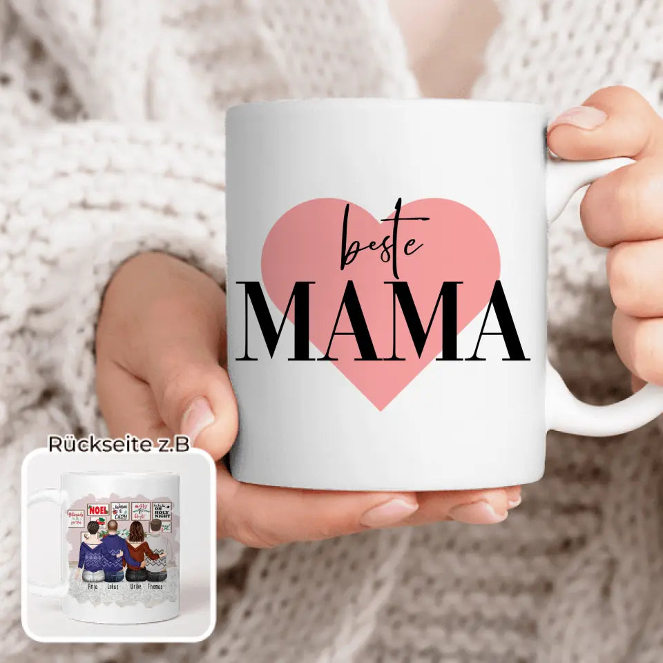 Personalisierte Tasse mit Mutter/Tochter/Sohn (1 Tochter + 2 Söhne) - Weihnachtstasse