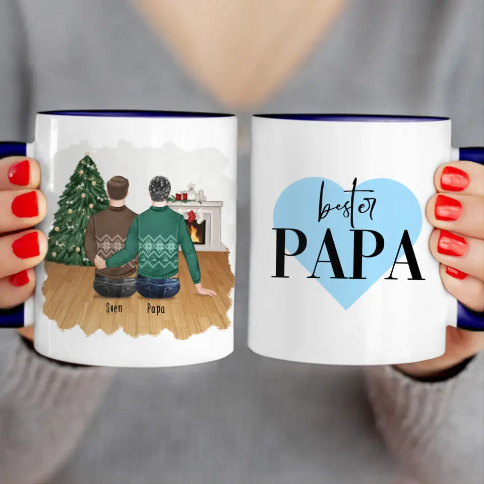 Personalisierte Tasse mit Vater/Sohn (1 Sohn) - Weihnachtstasse