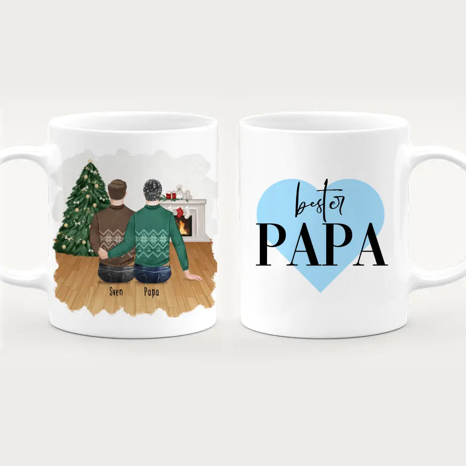 Personalisierte Tasse mit Vater/Sohn (1 Sohn) - Weihnachtstasse