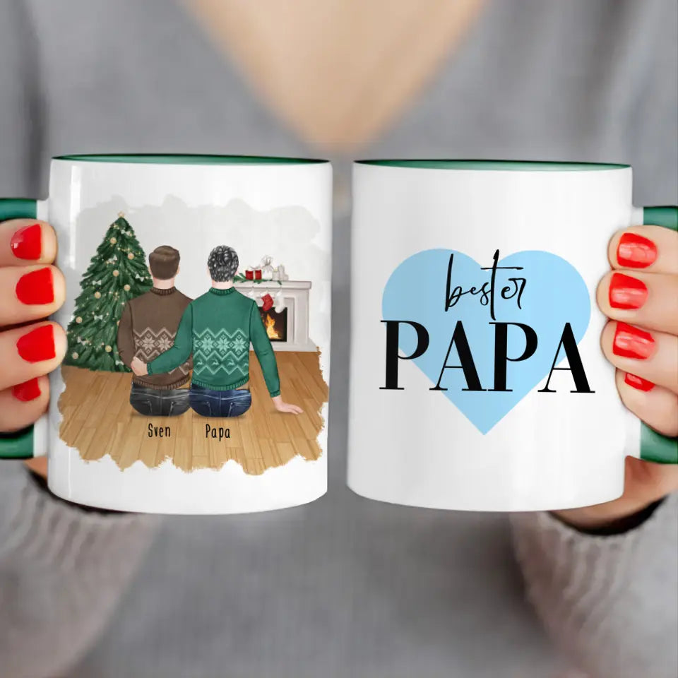 Personalisierte Tasse mit Vater/Sohn (1 Sohn) - Weihnachtstasse