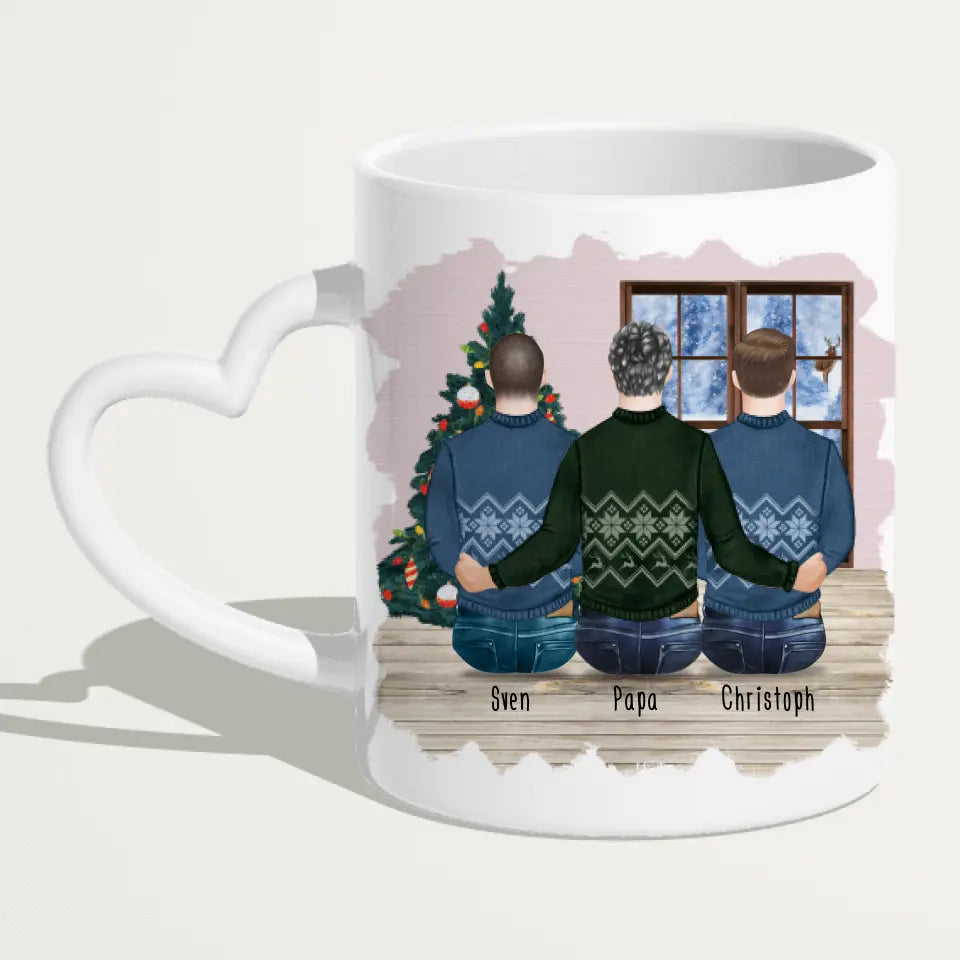 Personalisierte Tasse mit Vater/Sohn (2 Söhne) - Weihnachtstasse