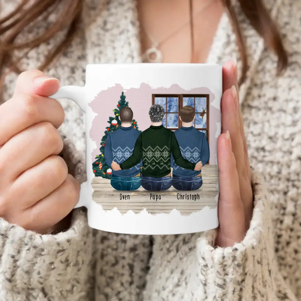 Personalisierte Tasse mit Vater/Sohn (2 Söhne) - Weihnachtstasse