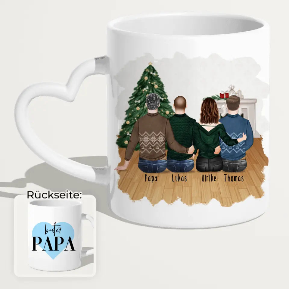 Personalisierte Tasse mit Vater/Tochter/Sohn (1 Tochter + 2 Söhne) - Weihnachtstasse