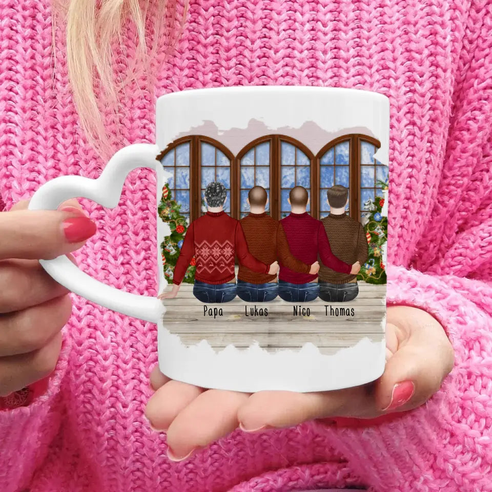 Personalisierte Tasse mit Vater/Sohn (3 Söhne) - Weihnachtstasse