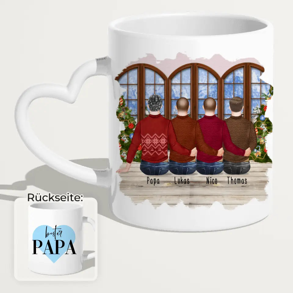 Personalisierte Tasse mit Vater/Sohn (3 Söhne) - Weihnachtstasse