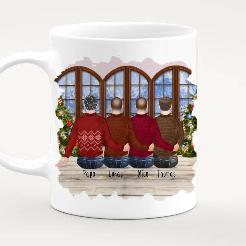 Personalisierte Tasse mit Vater/Sohn (3 Söhne) - Weihnachtstasse