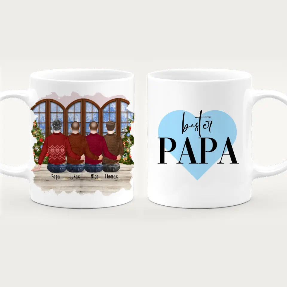 Personalisierte Tasse mit Vater/Sohn (3 Söhne) - Weihnachtstasse