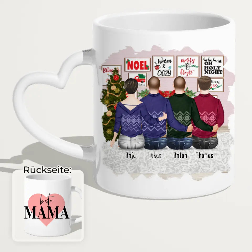 Personalisierte Tasse mit Mutter/Sohn (3 Söhne) - Weihnachtstasse