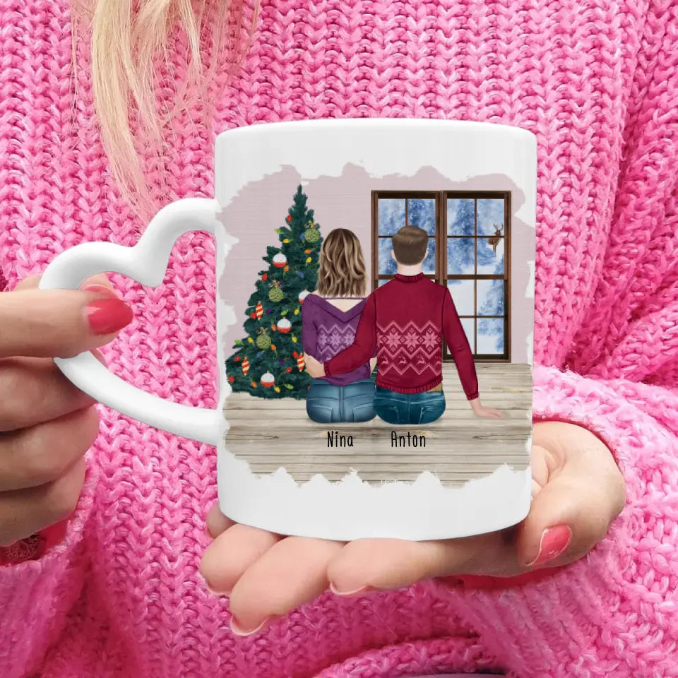 Personalisierte Tasse mit Bruder/Schwester (1 Schwester + 1 Bruder) - Weihnachtstasse