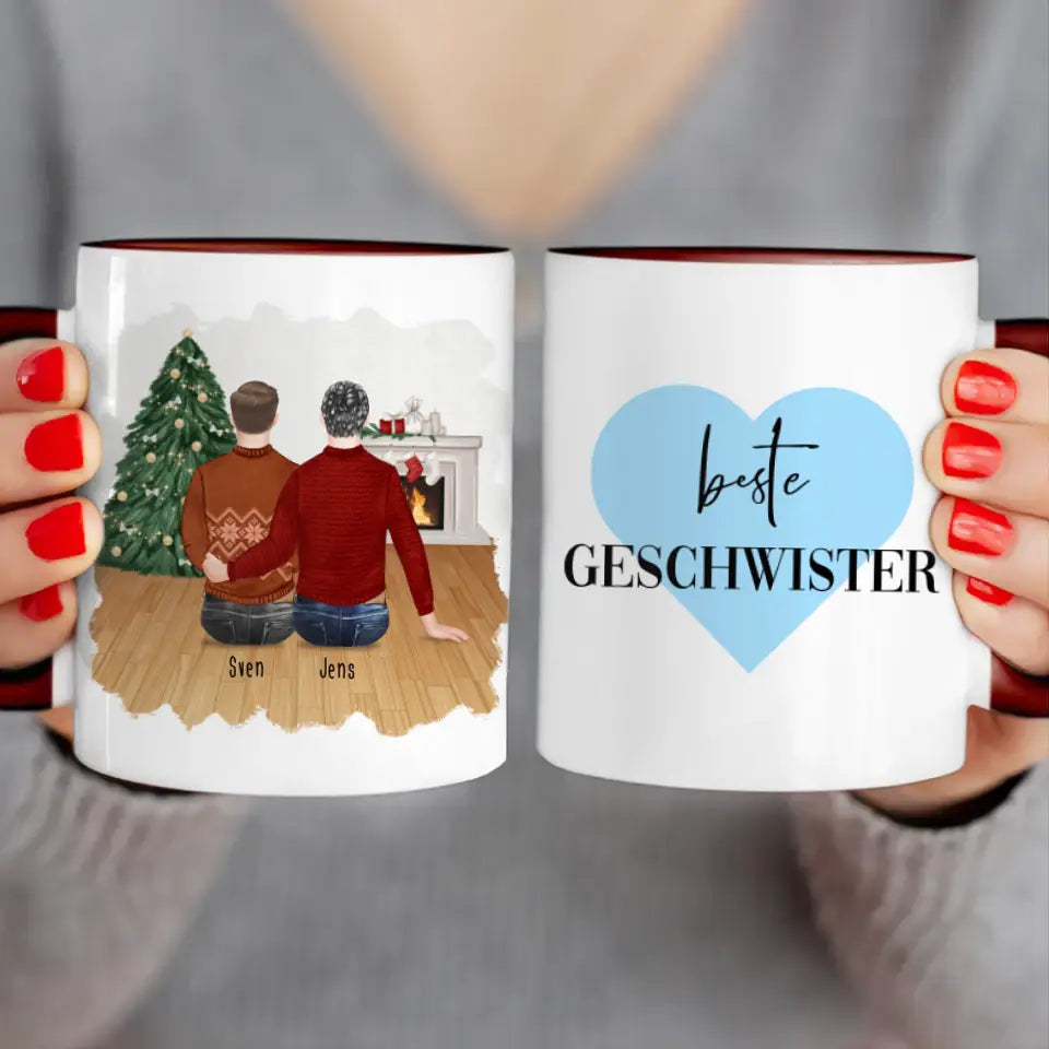 Personalisierte Tasse mit Bruder (2 Brüder) - Weihnachtstasse