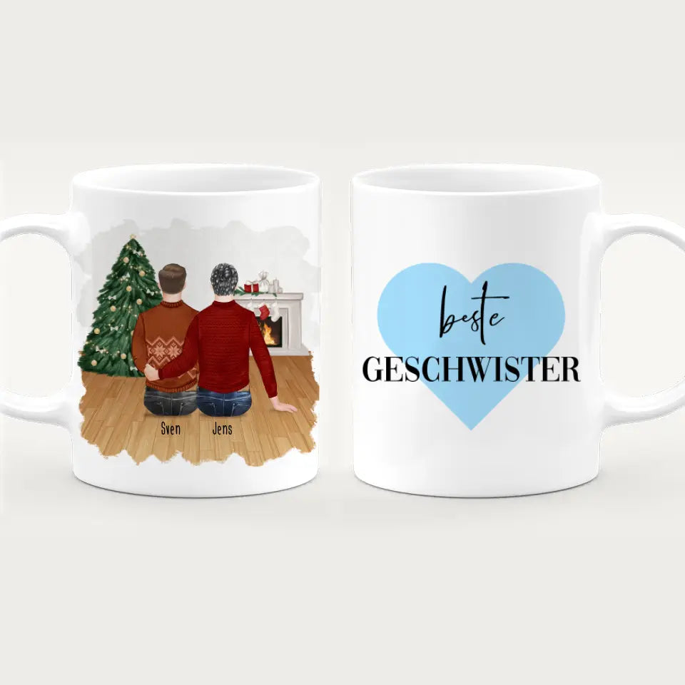 Personalisierte Tasse mit Bruder (2 Brüder) - Weihnachtstasse