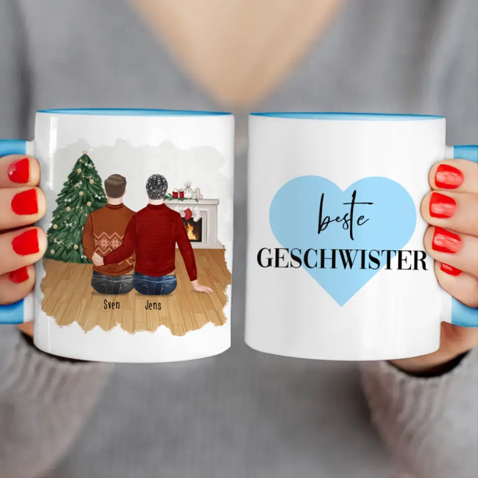 Personalisierte Tasse mit Bruder (2 Brüder) - Weihnachtstasse