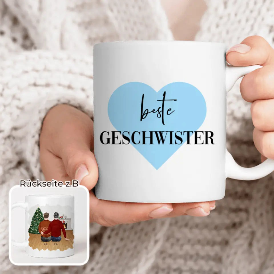 Personalisierte Tasse mit Bruder (2 Brüder) - Weihnachtstasse