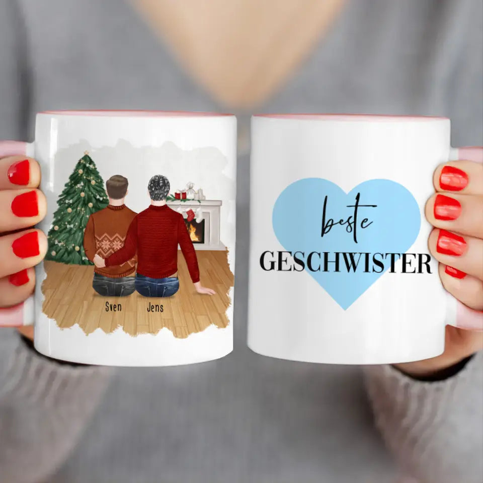 Personalisierte Tasse mit Bruder (2 Brüder) - Weihnachtstasse