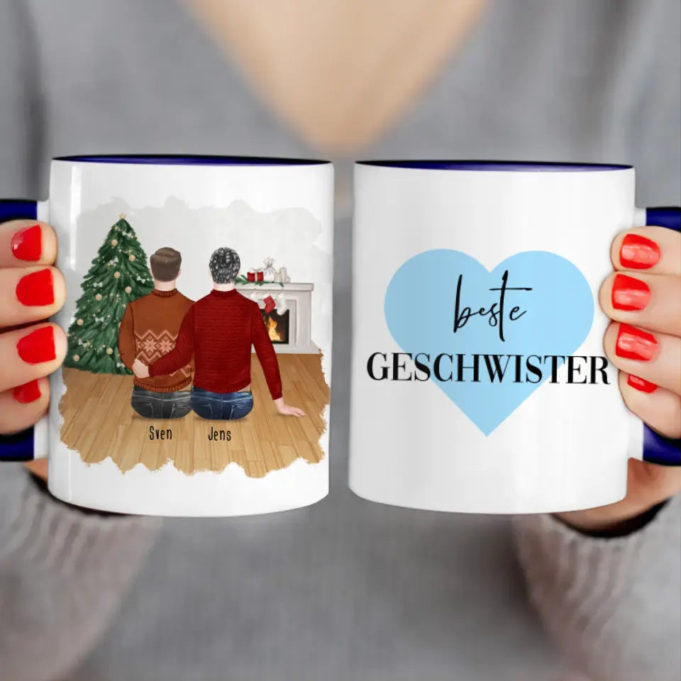 Personalisierte Tasse mit Bruder (2 Brüder) - Weihnachtstasse