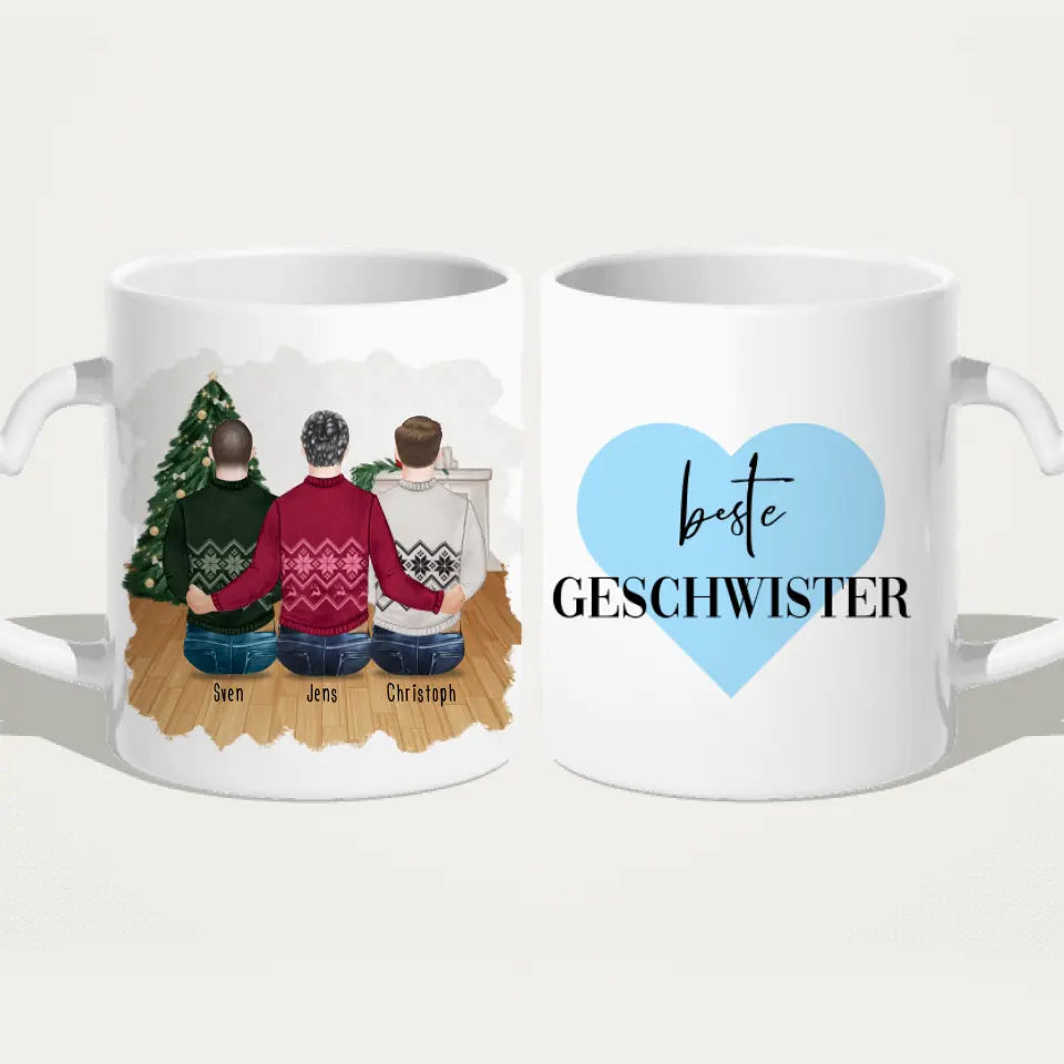 Personalisierte Tasse mit Bruder (3 Brüder) - Weihnachtstasse