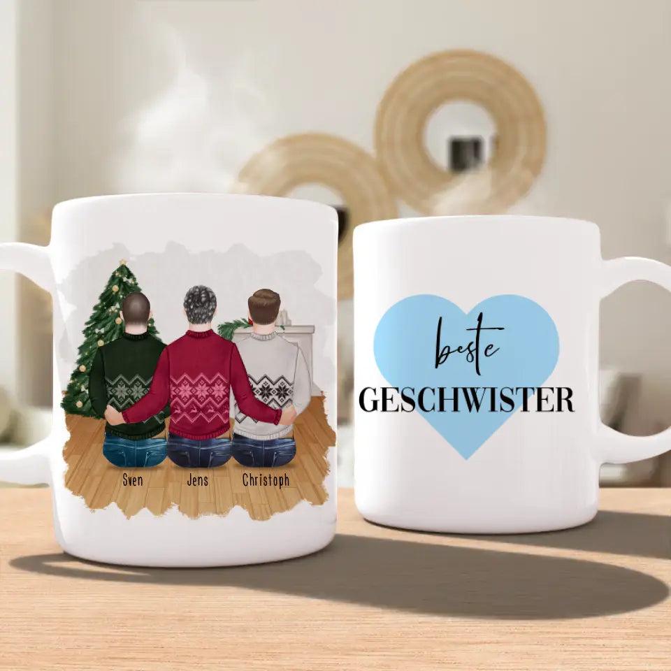 Personalisierte Tasse mit Bruder (3 Brüder) - Weihnachtstasse