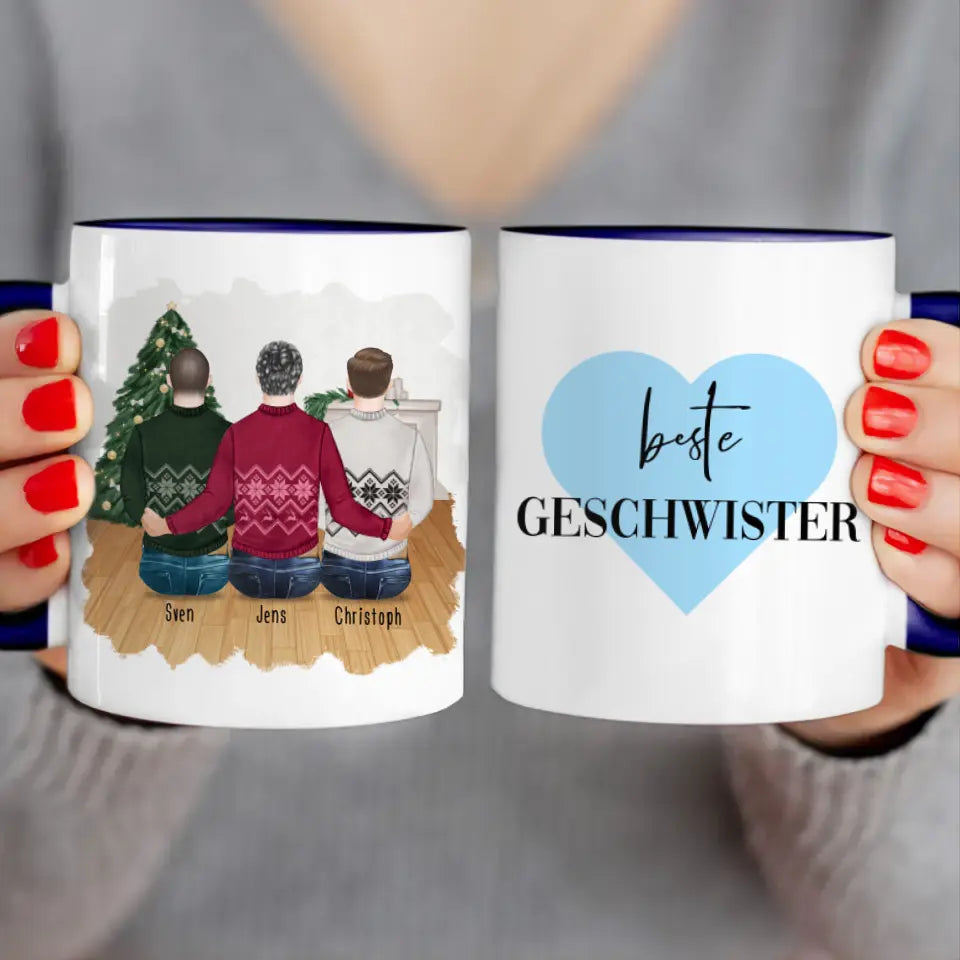 Personalisierte Tasse mit Bruder (3 Brüder) - Weihnachtstasse