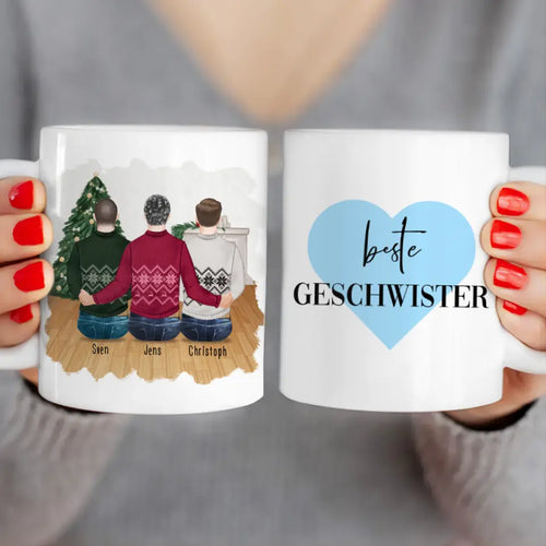 Personalisierte Tasse mit Bruder (3 Brüder) - Weihnachtstasse