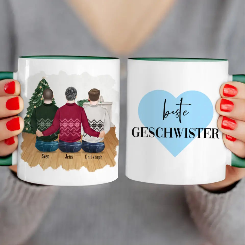 Personalisierte Tasse mit Bruder (3 Brüder) - Weihnachtstasse