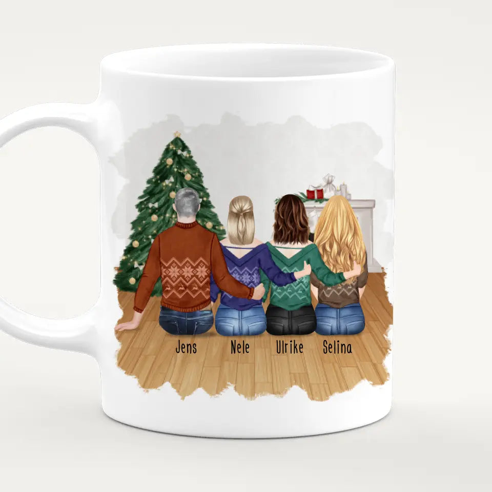 Personalisierte Tasse mit Bruder/Schwester (3 Schwestern + 1 Bruder) - Weihnachtstasse