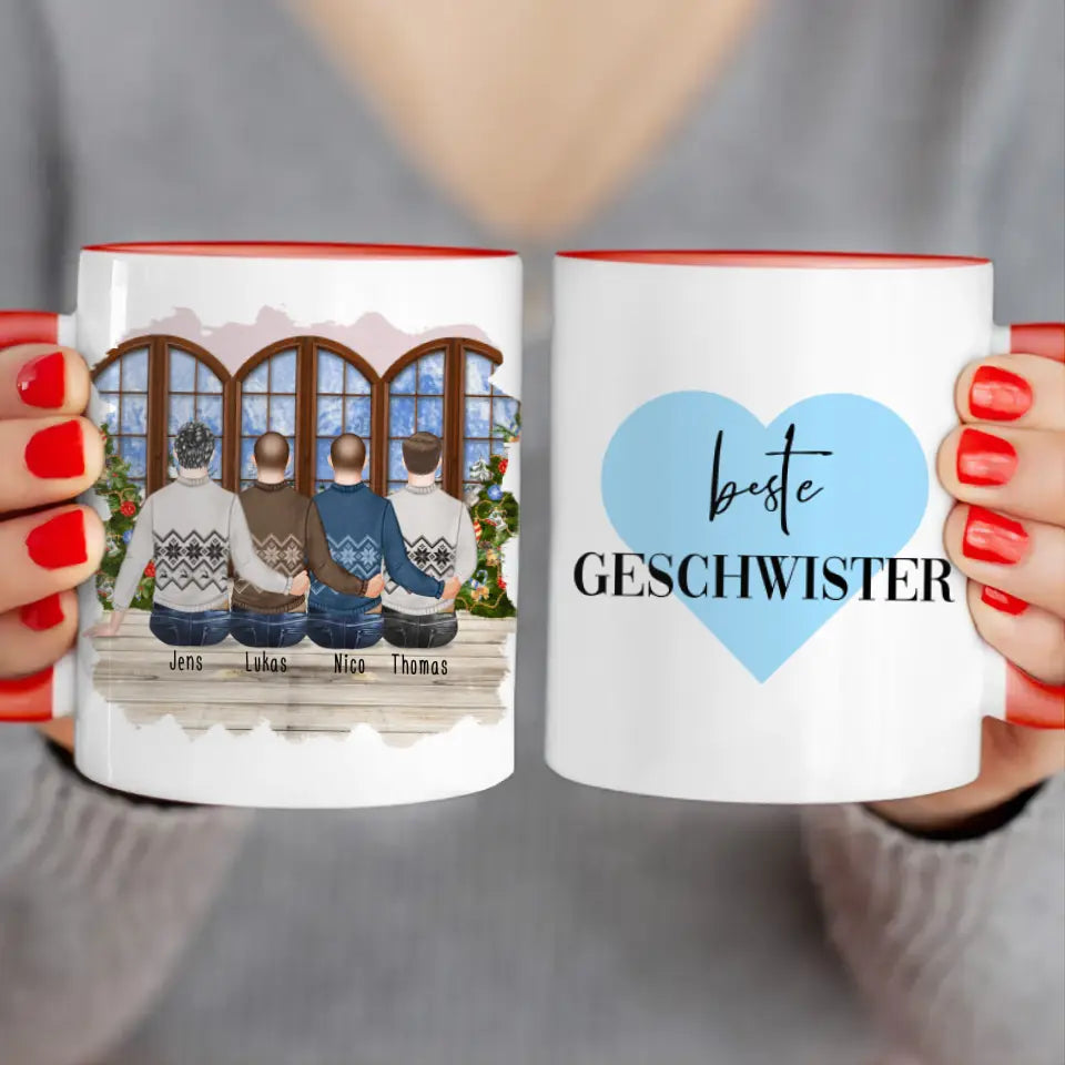 Personalisierte Tasse mit Bruder (4 Brüder) - Weihnachtstasse