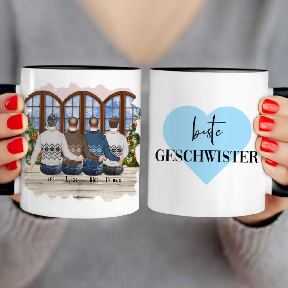 Personalisierte Tasse mit Bruder (4 Brüder) - Weihnachtstasse