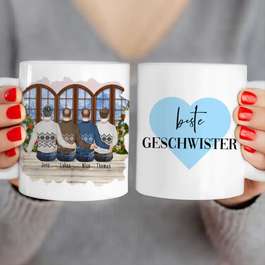 Personalisierte Tasse mit Bruder (4 Brüder) - Weihnachtstasse