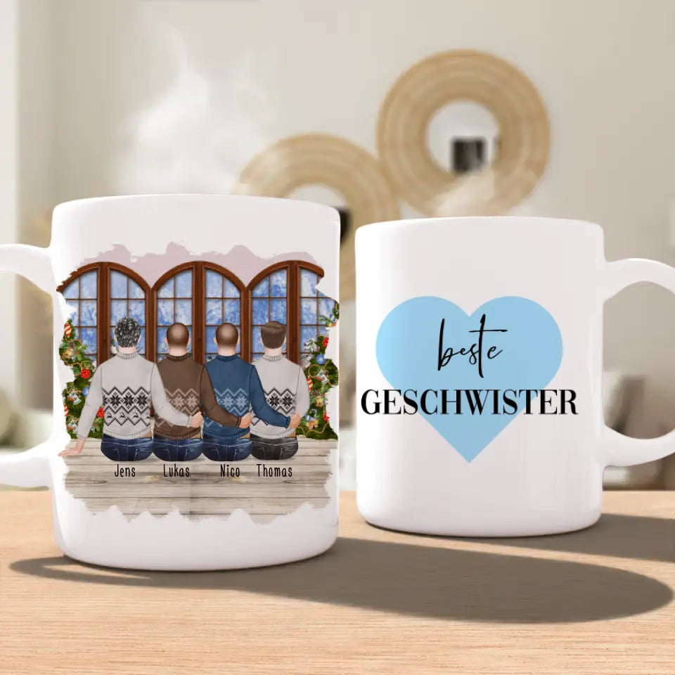 Personalisierte Tasse mit Bruder (4 Brüder) - Weihnachtstasse