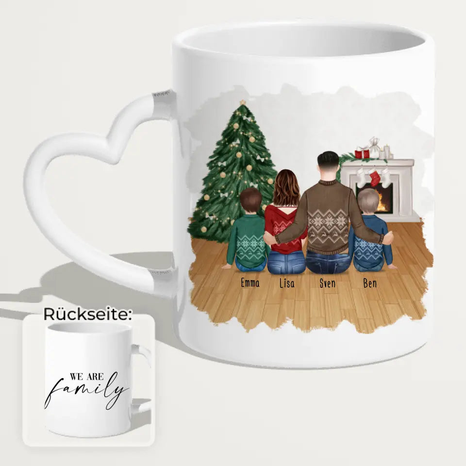 Personalisierte Tasse mit Vater (2 Kinder + 1 Teenangerin) - Weihnachtstasse