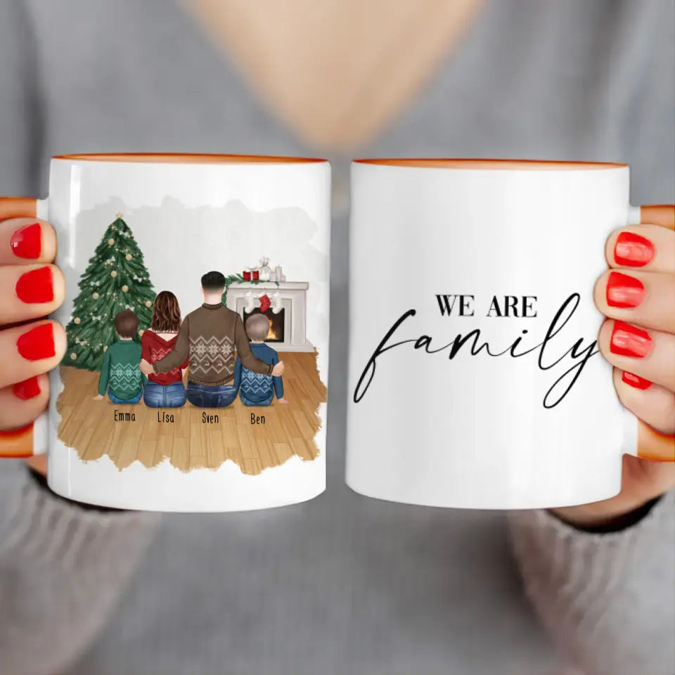 Personalisierte Tasse mit Vater (2 Kinder + 1 Teenangerin) - Weihnachtstasse