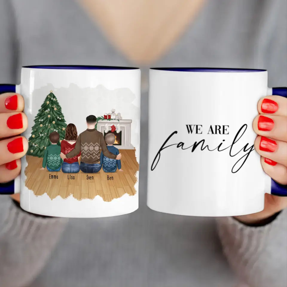 Personalisierte Tasse mit Vater (2 Kinder + 1 Teenangerin) - Weihnachtstasse