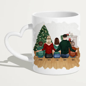 Personalisierte Tasse mit Familie (2 Kinder + 1 Teenanger) - Weihnachtstasse