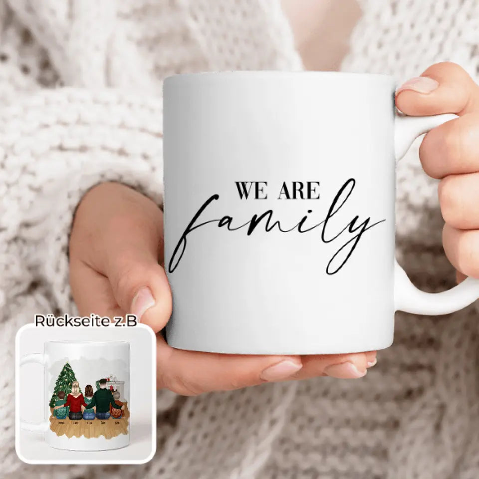 Personalisierte Tasse mit Familie (2 Kinder + 1 Teenanger) - Weihnachtstasse