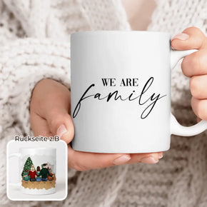 Personalisierte Tasse mit Familie (2 Kinder + 1 Teenanger) - Weihnachtstasse