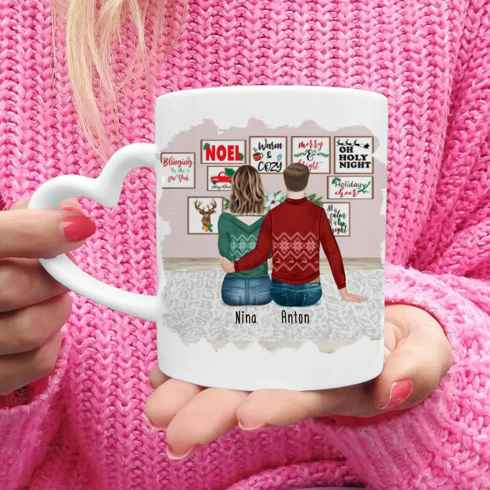 Personalisierte Tasse - Beste Freunde (1 Frau + 1 Mann) - Weihnachtstasse