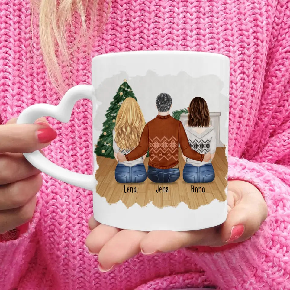 Personalisierte Tasse - Beste Freunde (2 Frauen + 1 Mann) - Weihnachtstasse