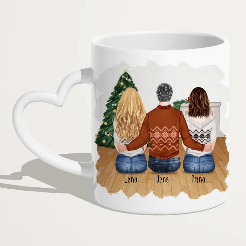 Personalisierte Tasse - Beste Freunde (2 Frauen + 1 Mann) - Weihnachtstasse