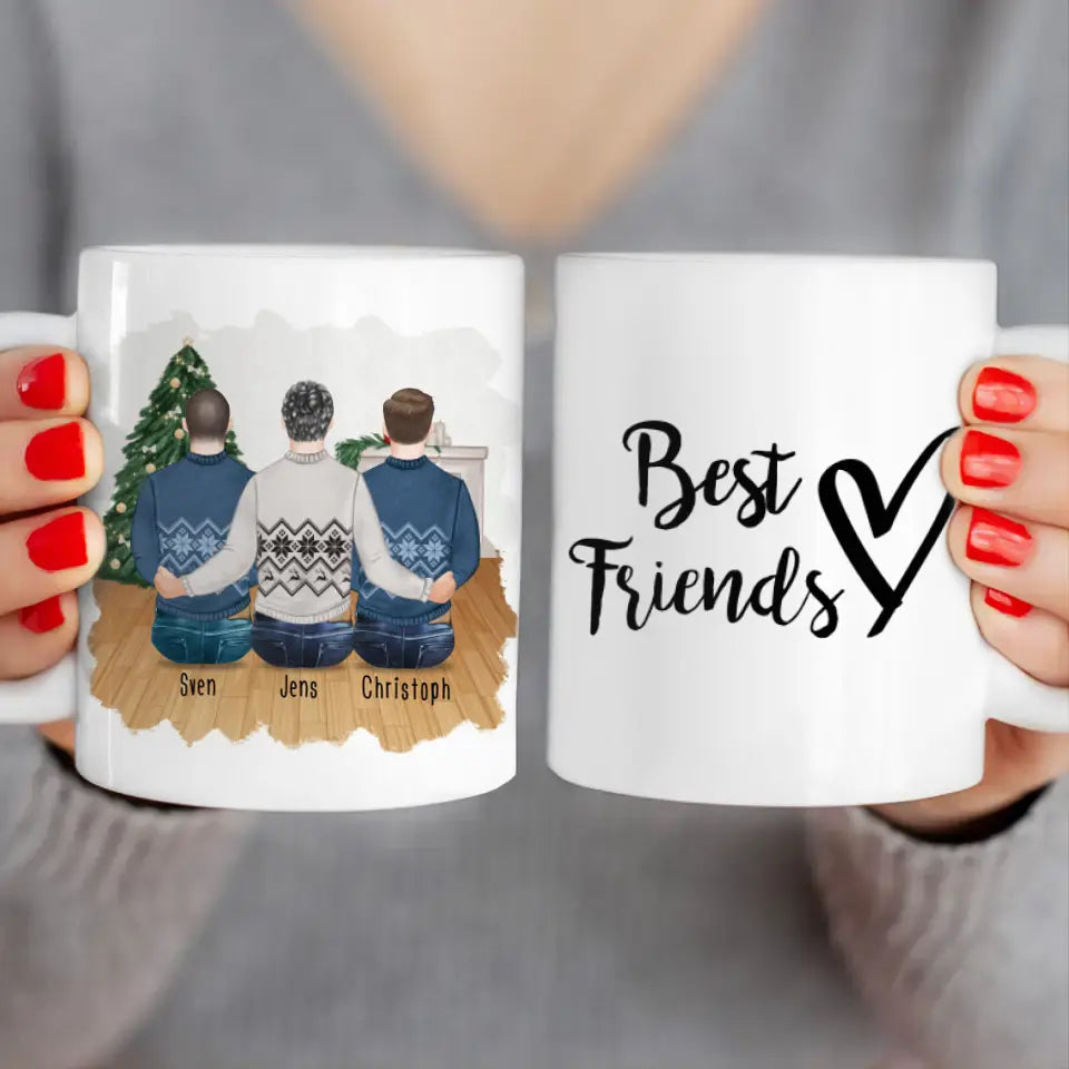 Personalisierte Tasse - Beste Freunde (3 Männer) - Weihnachtstasse