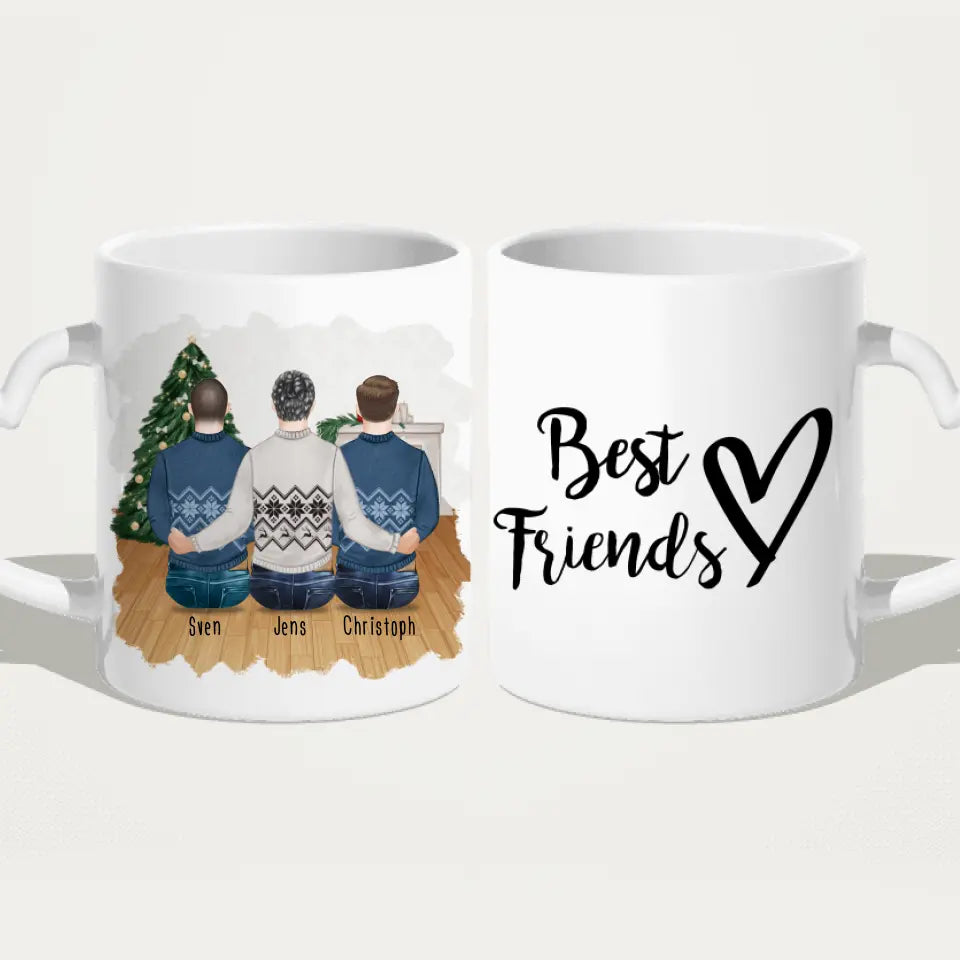 Personalisierte Tasse - Beste Freunde (3 Männer) - Weihnachtstasse