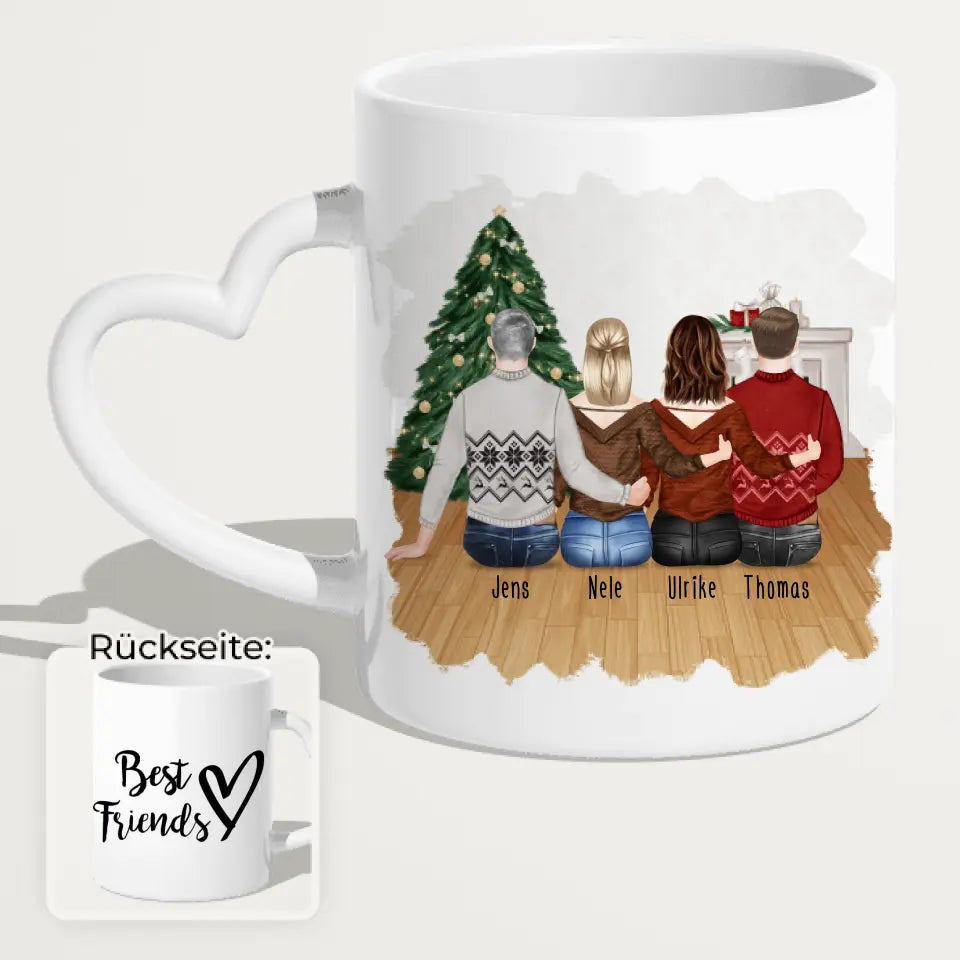 Personalisierte Tasse - Beste Freunde (2 Frauen + 2 Männer) - Weihnachtstasse