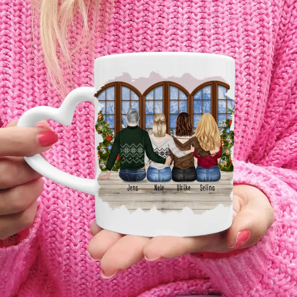 Personalisierte Tasse - Beste Freunde (3 Frauen + 1 Mann) - Weihnachtstasse