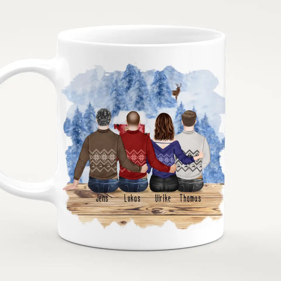 Personalisierte Tasse - Beste Freunde (1 Frau + 3 Männer) - Weihnachtstasse