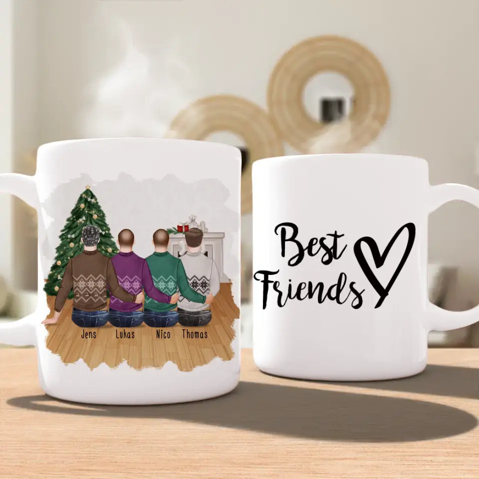 Personalisierte Tasse - Beste Freunde (4 Männer) - Weihnachtstasse