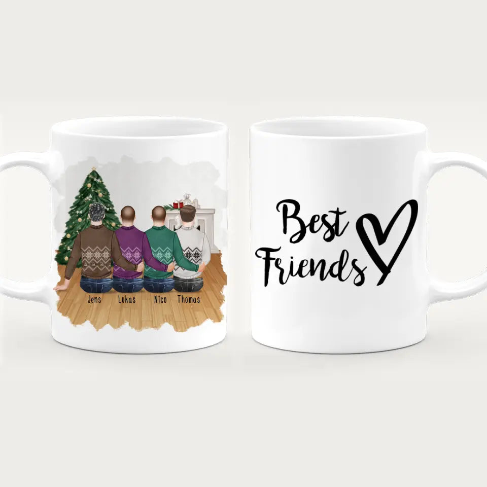 Personalisierte Tasse - Beste Freunde (4 Männer) - Weihnachtstasse