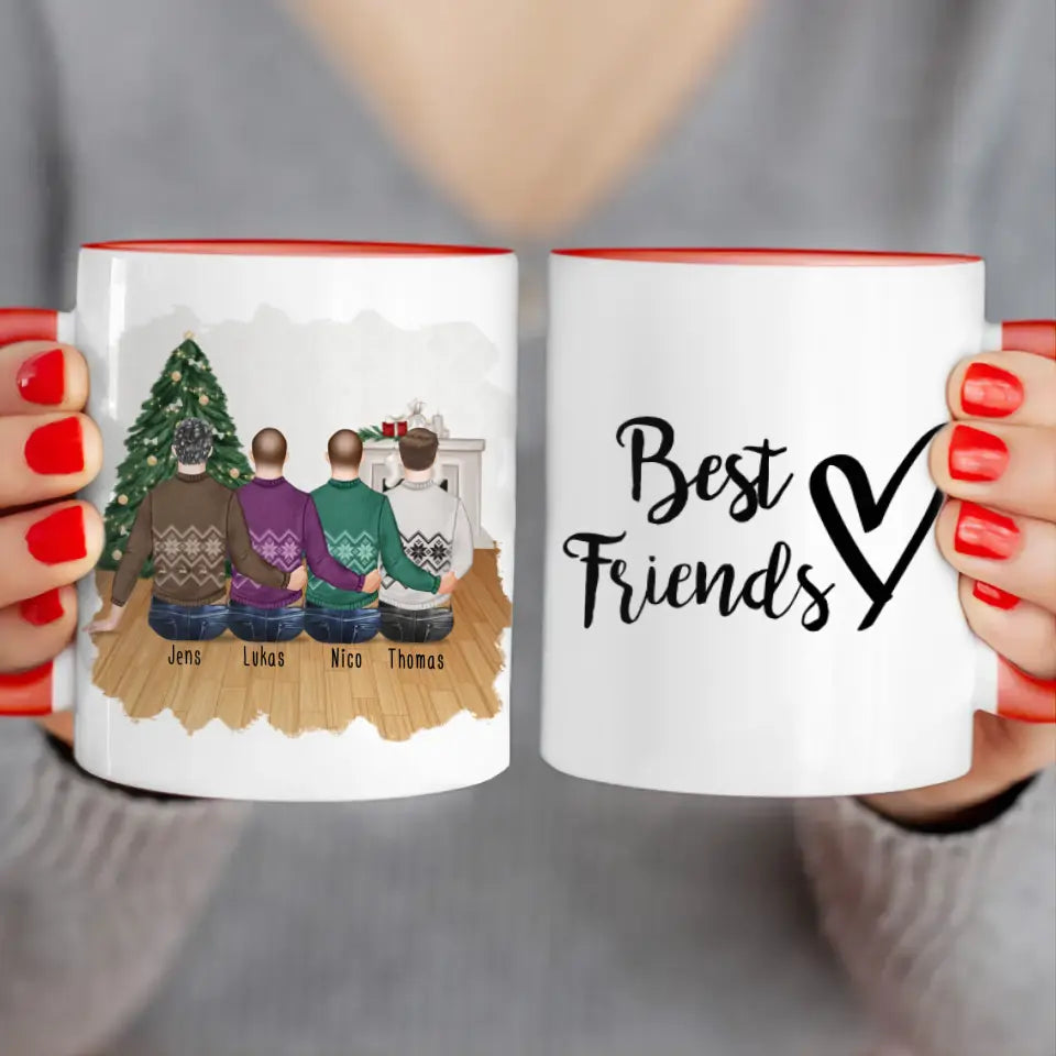 Personalisierte Tasse - Beste Freunde (4 Männer) - Weihnachtstasse